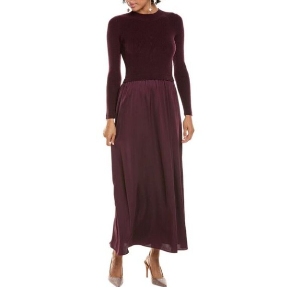 Taylor Women's Purple Satin Skirt Sweaterdress